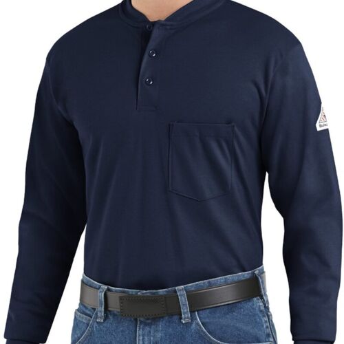 Men's Tall Long Sleeve Tagless Henley Shirt Thumbnail